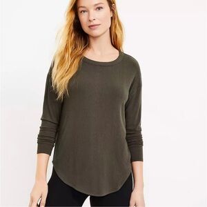 Lou &‎ Grey Ribbed Signaturesoft Jersey Shirttail Top Green XS NWT